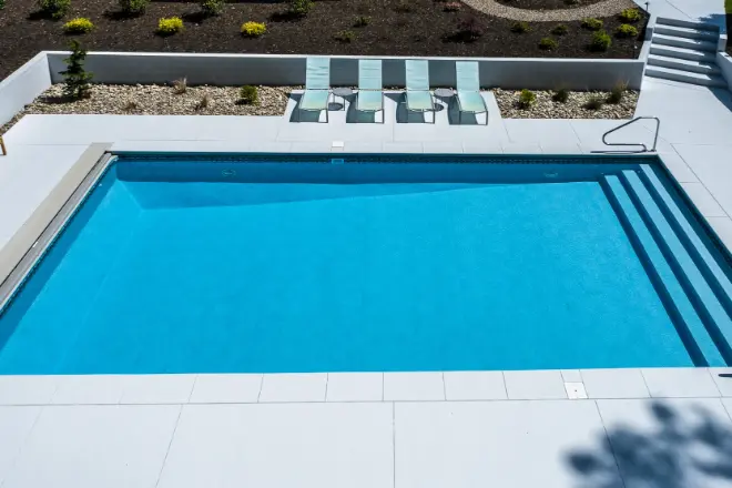 A vinyl liner ppol correctly installed by Prestige Pools of NC and wrinkle-free
